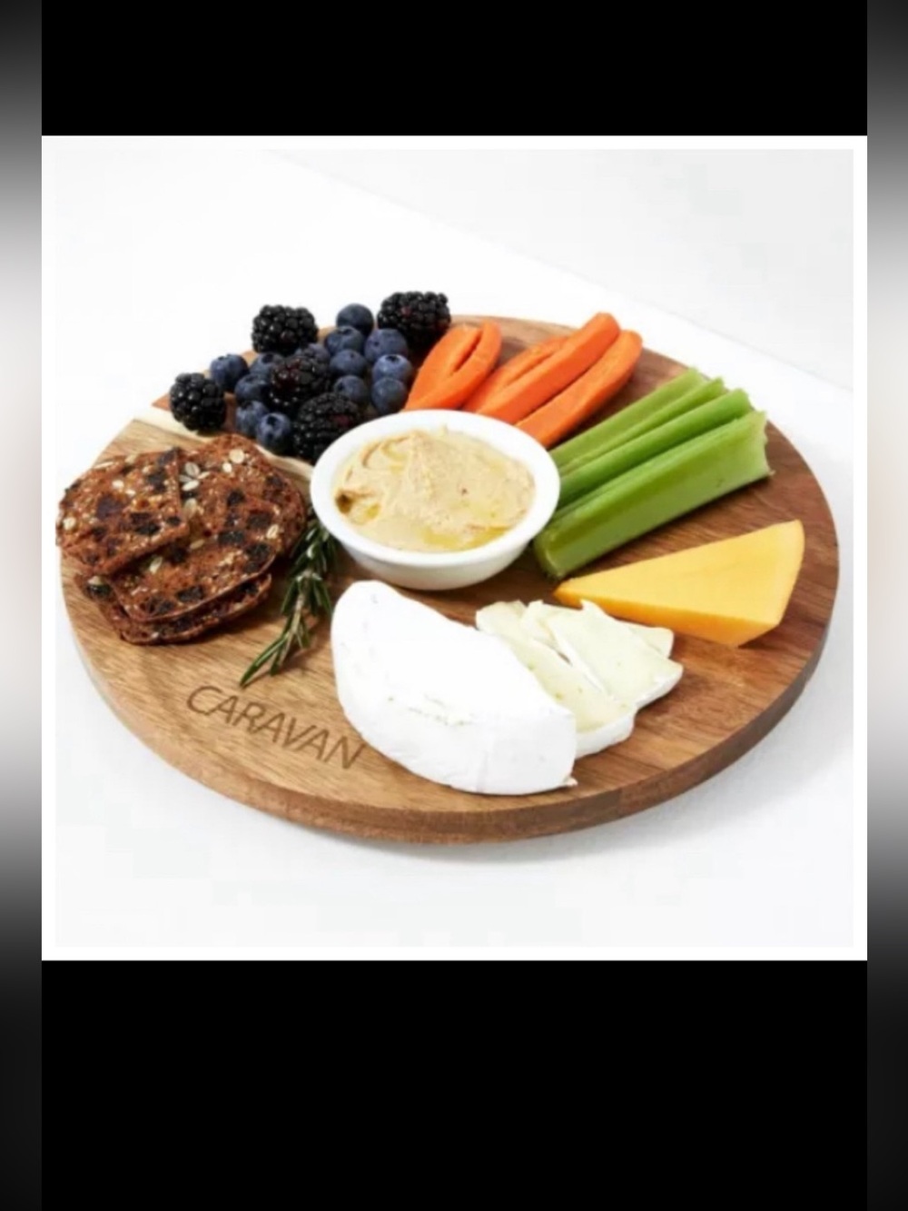 Caravan Round Wooden Lazy Susan charcuterie Acacia Board 10.8” NIB!